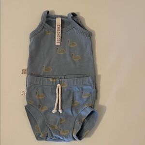 Childhoods swan tank and matching shorts set 3-6M